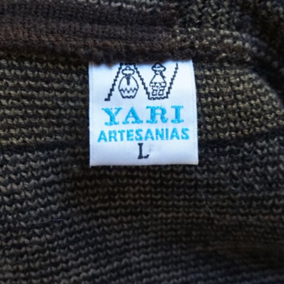 Wool Hoodie Made in Equador Aztec Pattern Earth Tones Full Zip VGUC Size L - Picture 5 of 6